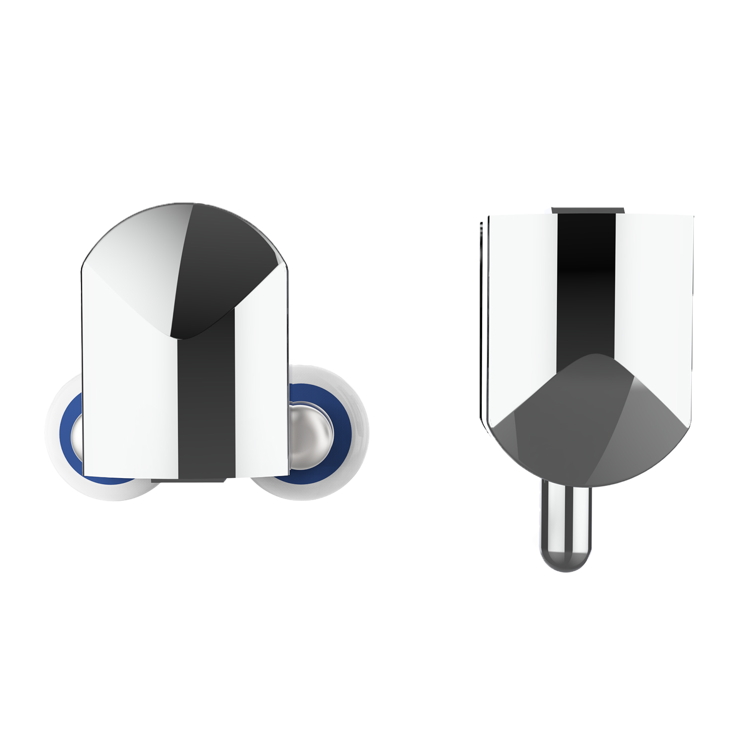 2 Roulettes Chrome Metal Double Haut et Simple Bas - INVENTIV